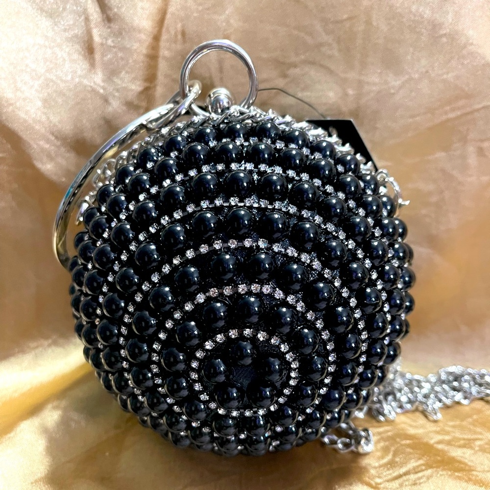 COPY - NWT Badgley Mischka Deco Sphere bag with faux pearls and rhinestones.